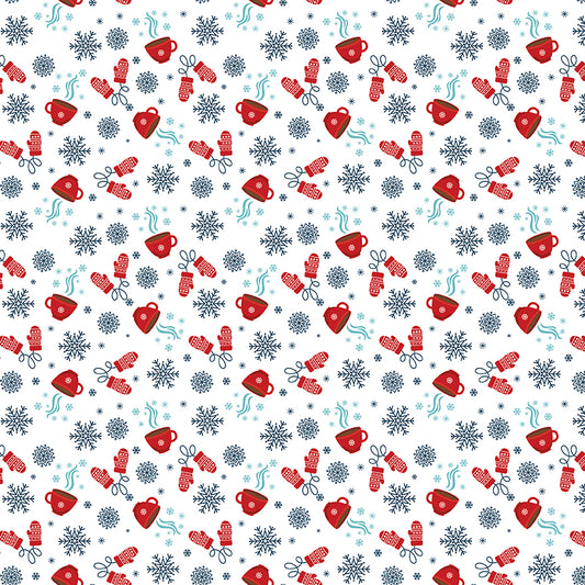 A Perfect Winter Hot Cocoa Fabric – White Yardage by Lori Whitlock for Riley Blake Designs | C17994-WHITE
