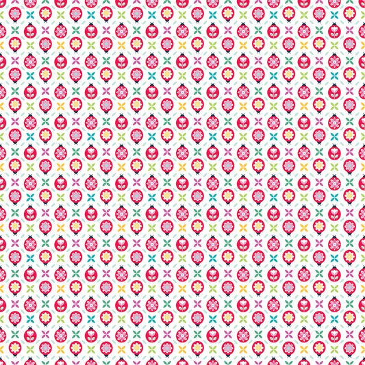 Chasing Rainbows Whimsical Ladybugs Fabric β White Yardage by Leslie Ryan for Riley Blake Designs | C18011-WHITE