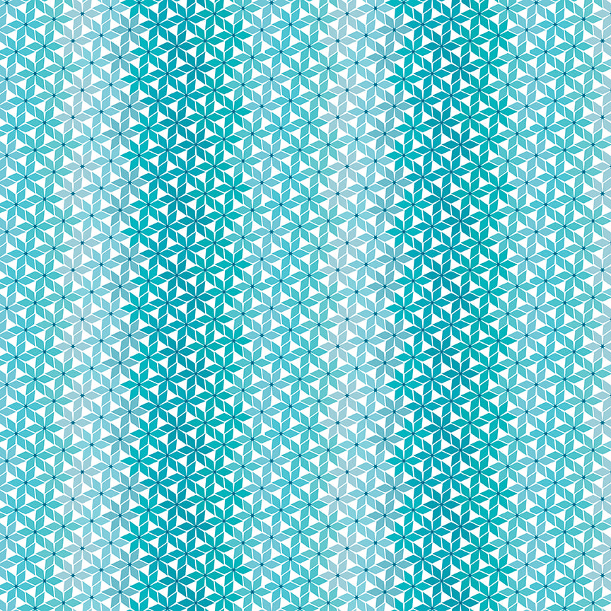 Chasing Rainbows Six-Point Stars Fabric – Aqua Yardage by Leslie Ryan for Riley Blake Designs | C18014-AQUA