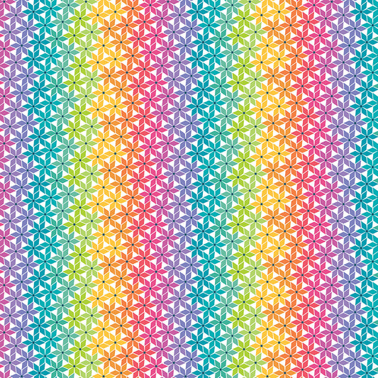 Chasing Rainbows Six-Point Stars Fabric β Rainbow Yardage by Leslie Ryan for Riley Blake Designs | C18014-RAINBOW