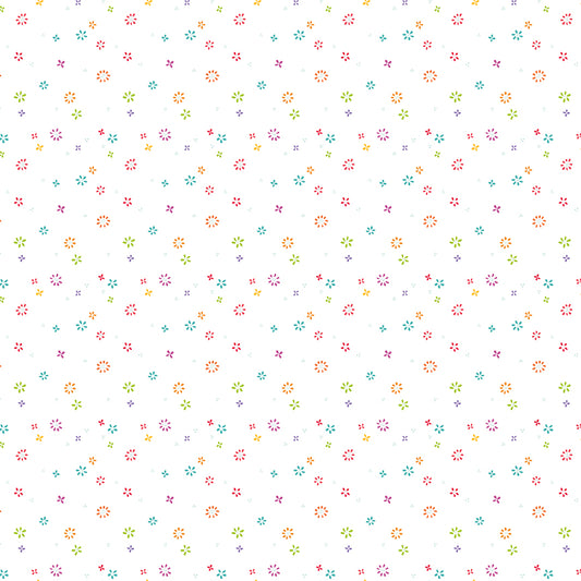 Chasing Rainbows Scattered Blossoms Fabric β White Yardage by Leslie Ryan for Riley Blake Designs | C18016-WHITE