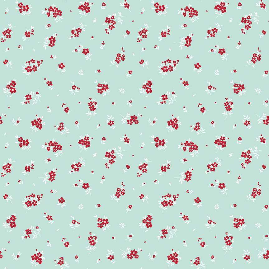Little Ladybug Scattered Floral Sprigs Yardage – Blue | Lori Whitlock | In Stock