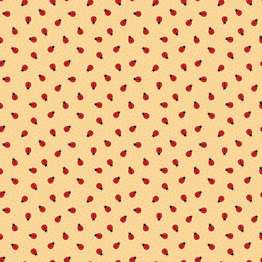Little Ladybug Scattered Floral Sprigs Yardage – Yellow | Lori Whitlock | In Stock