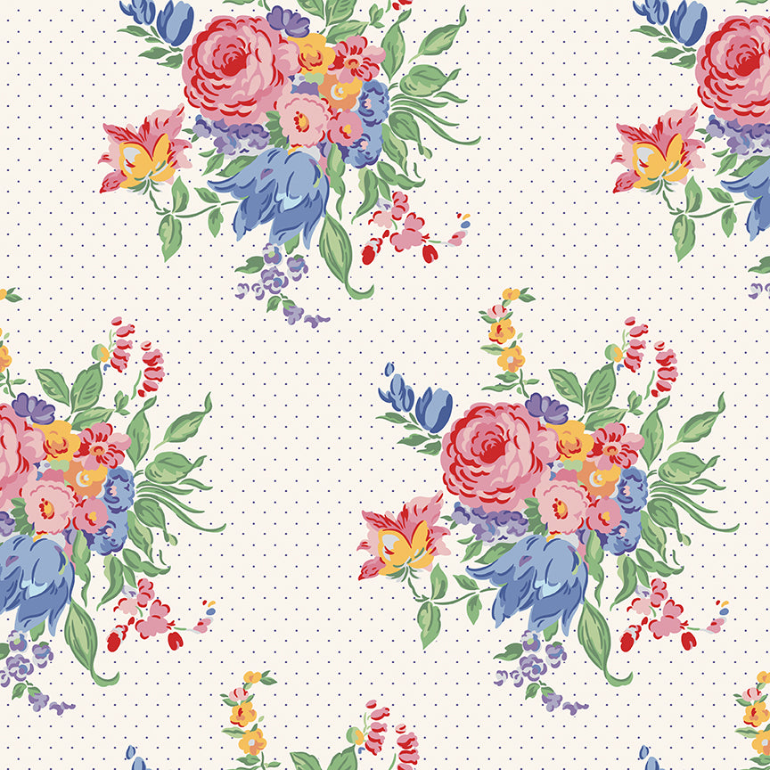 Dear Sweethearts Large Floral Clusters Yardage – Ivory | American Jane | In Stock