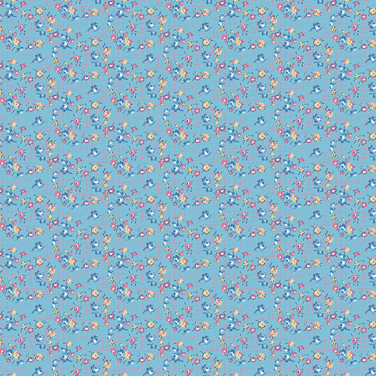 Dear Sweethearts Apron Grid Yardage – Blue | American Jane | In Stock