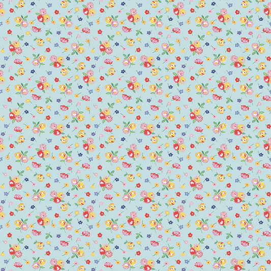 Dear Sweethearts Sprigs of Flowers Yardage – Blue | American Jane | In Stock