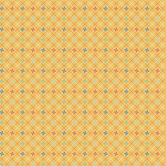 Dear Sweethearts Plaid with Pinwheels Yardage – Yellow | American Jane | In Stock