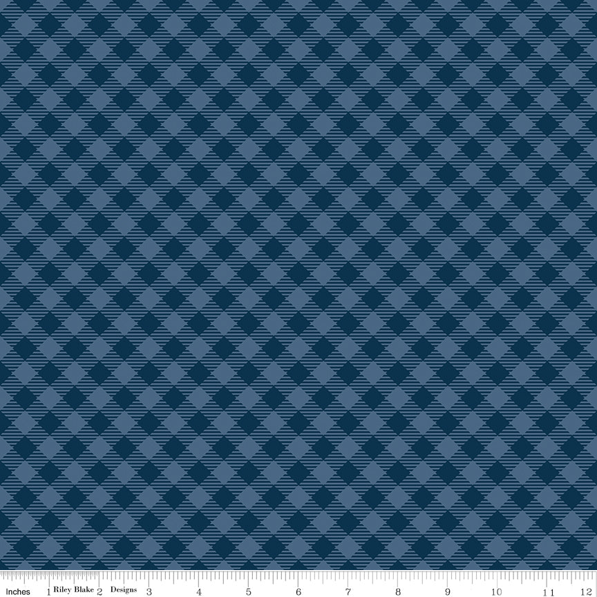 Lori Holt Denim & Daisy Gingham Oxford Blue – Tone-on-Tone Gingham – C18132-OXFORDBLUE