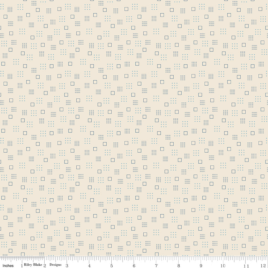 Lori Holt Denim & Daisy Squares Denim – Geometric Squares – C18149-DENIM
