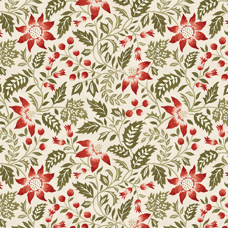 Tales of Yuletide Poinsettia Floral – Cream | Laura Ashley | 50% Deposit Preorder | June 2027