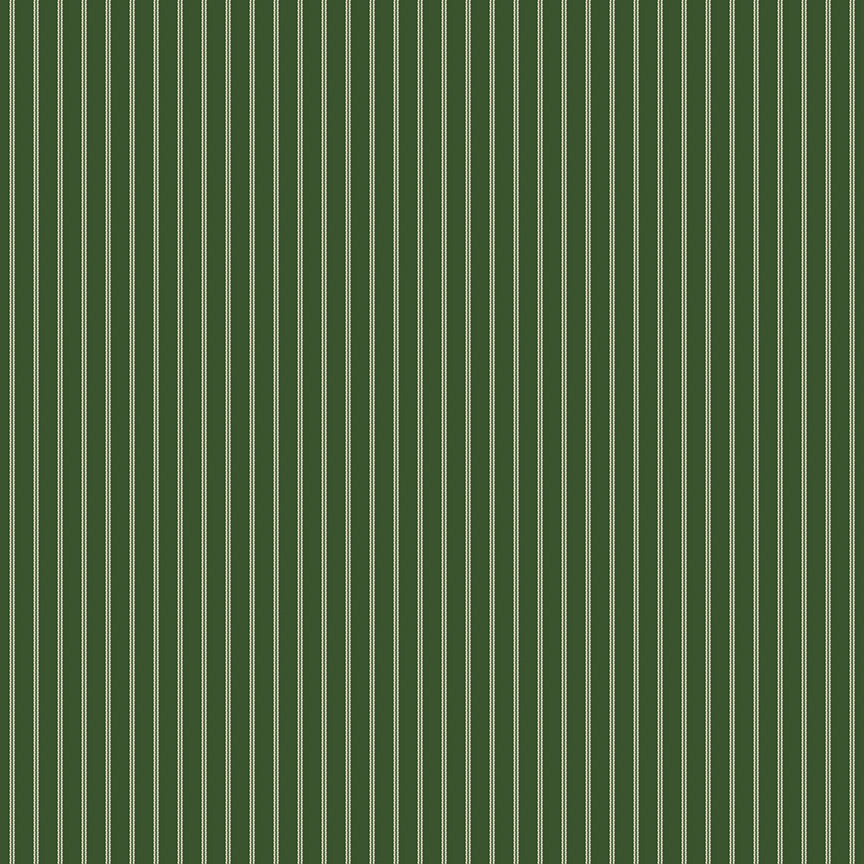 Tales of Yuletide Ticking Stripe – Forest | Laura Ashley | 50% Deposit Preorder | June 2027 | C19234-FOREST