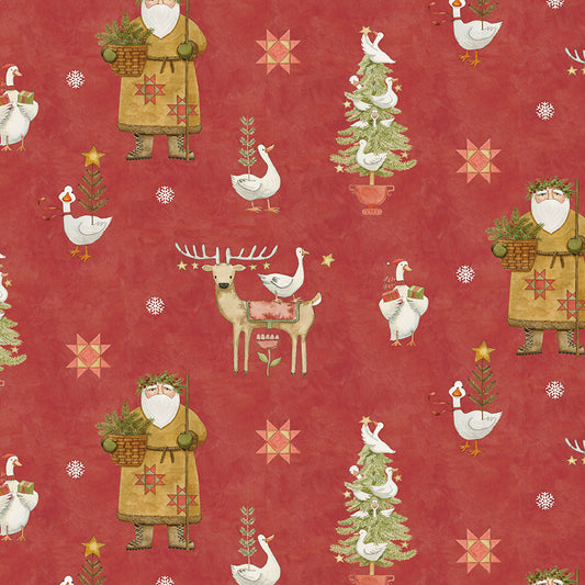 Presently Quilt Backing Set – Waddle’s Christmas Red | 4½ Yards | 50% Deposit Preorder | May 2027