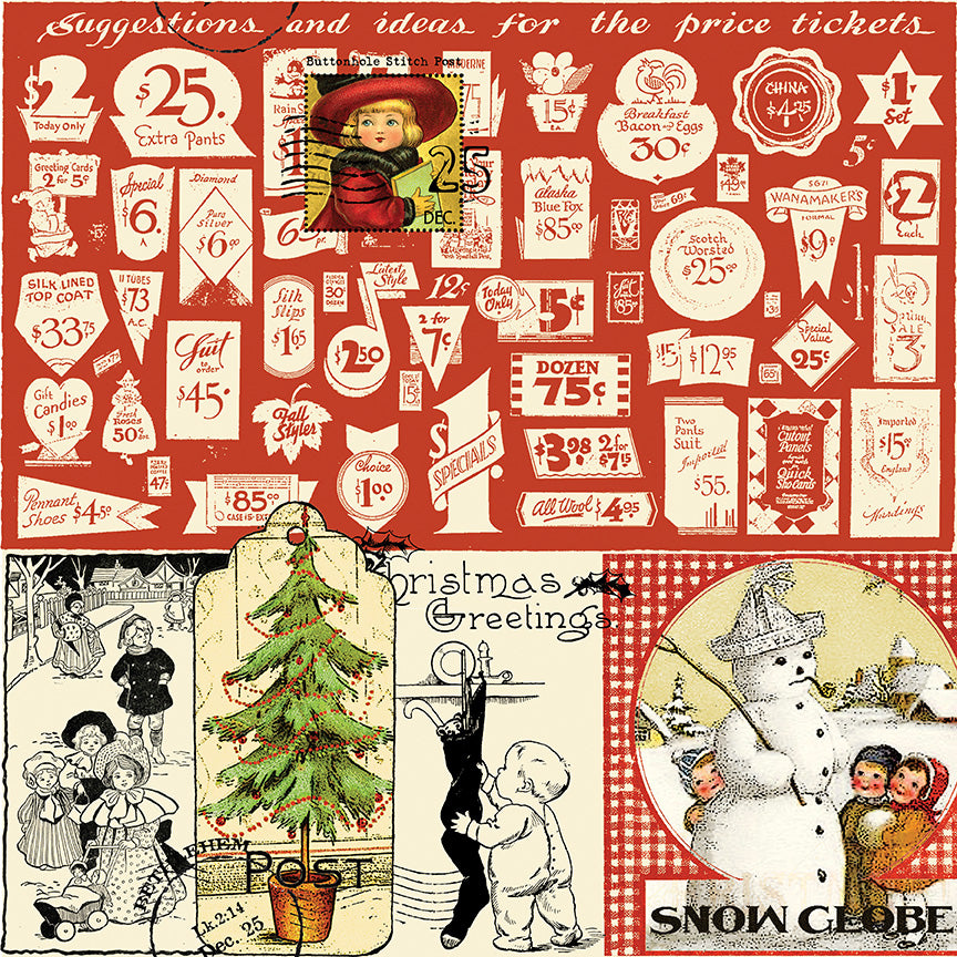 Classic Christmas Collage – Parchment | J. Wecker Frisch for Riley Blake Designs – 100% Cotton Fabric (43"/44")