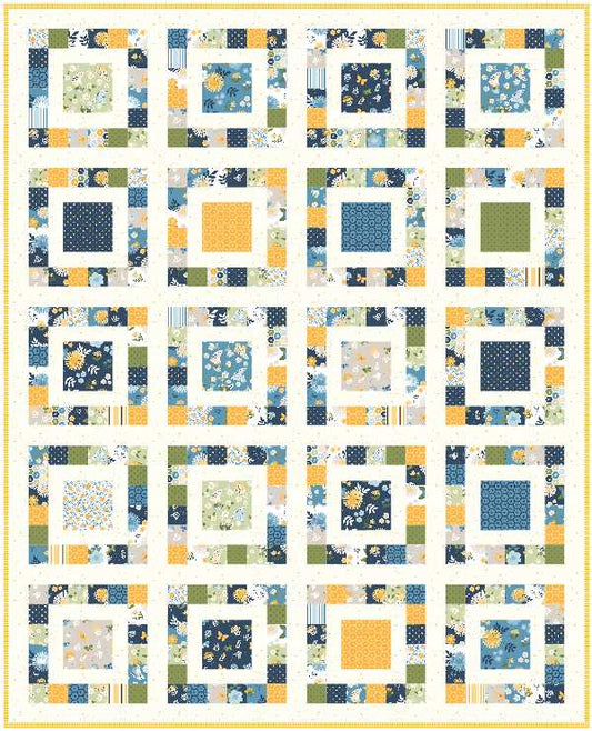 Preorder β Sunshine and Dandelions βCharming Sunshineβ Quilt Kit (58" x 72") β Includes Printed Pattern + Fabric for Top and Binding