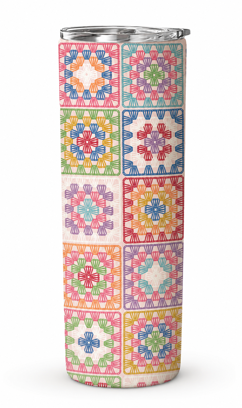 Lori Holt Crochet Tumbler | 20 oz Stainless Steel Tumbler | Bee in my Bonnet | Riley Blake Designs