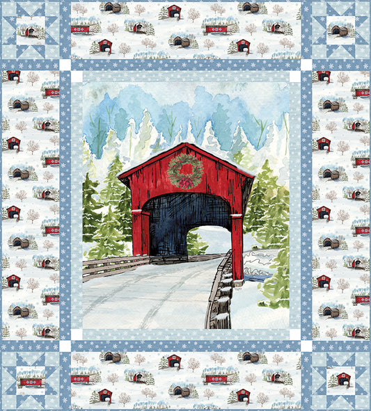 Covered Bridges in Winter Panel Quilt Kit – 63" x 71" (Preorder)