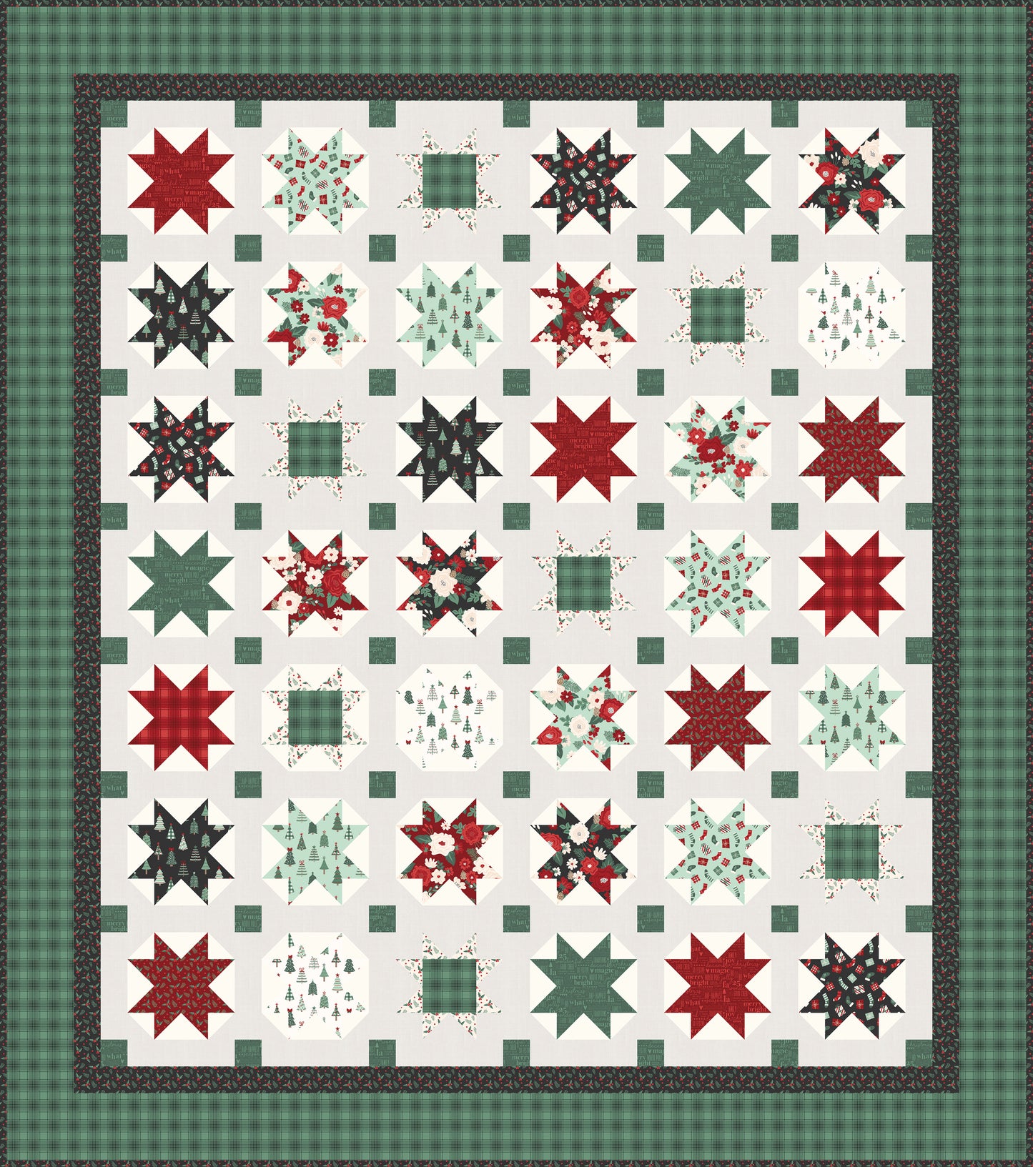 Christmas Wishes Quilt Kit Featuring Evergreen Wishes Fabric Collection – 76" x 86"