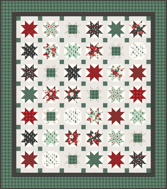 Christmas Wishes Quilt Kit Featuring Evergreen Wishes Fabric Collection – 76" x 86"