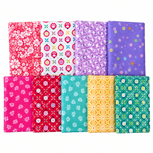 Chasing Rainbows – 9-Piece Curated Fat Quarter Bundle – Pink & Purple #4