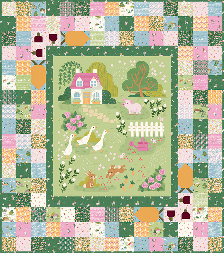 Cottage Pathway Panel Quilt Kit – 50% Deposit – December 2026 Preorder – Countryside Garden – 68” x 77”