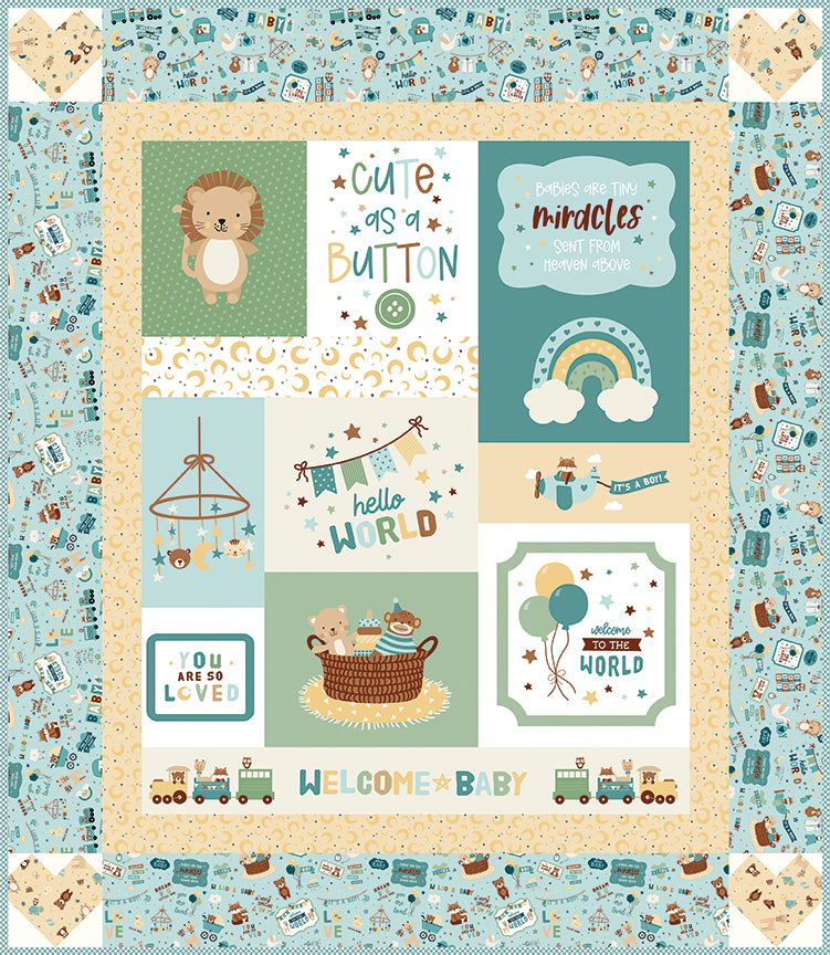 Cute as a Button Boy Quilt Kit – Baby Boy by Lori Whitlock – Riley Blake Designs – 52" x 60" – Precut Panel Quilt Kit – KT-16760