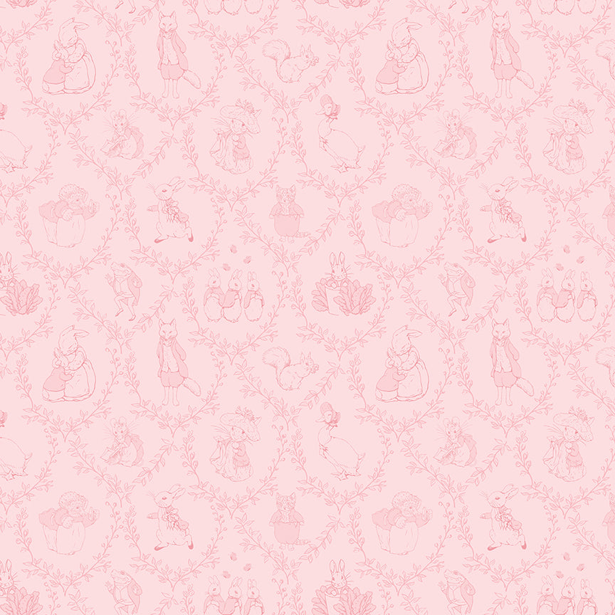 Peter Rabbit™ & Friends Flannel – Pink | Riley Blake Designs