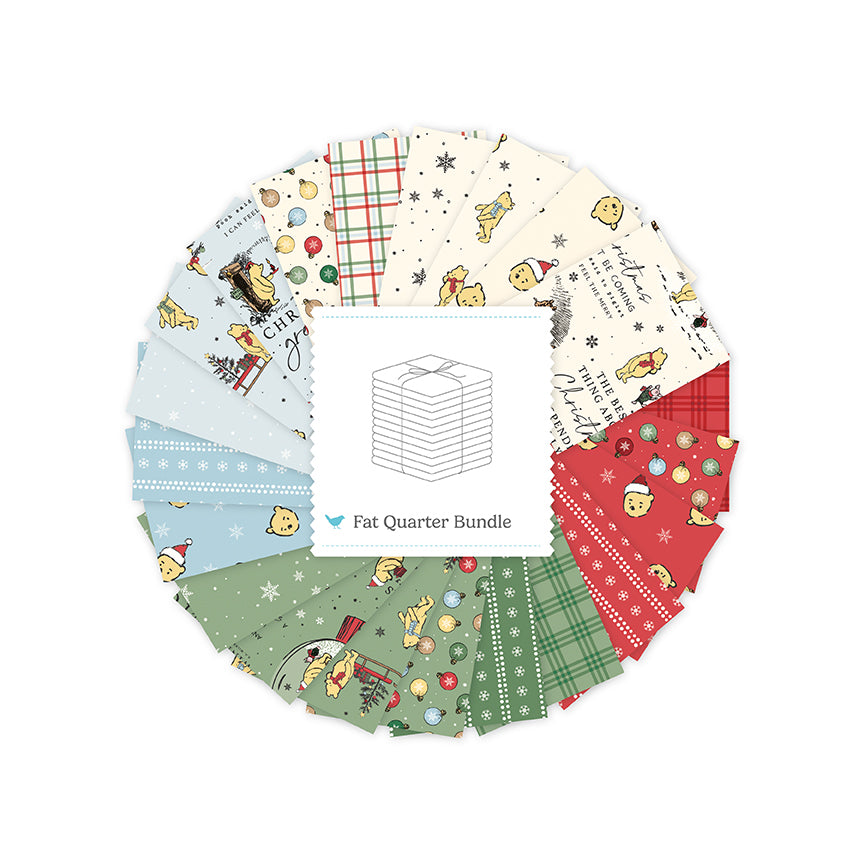 Echo Park Paper Co. Winnie-the-Pooh Christmas Fat Quarter Bundle, 21 Pcs. – 50% Deposit June 2027 Preorder