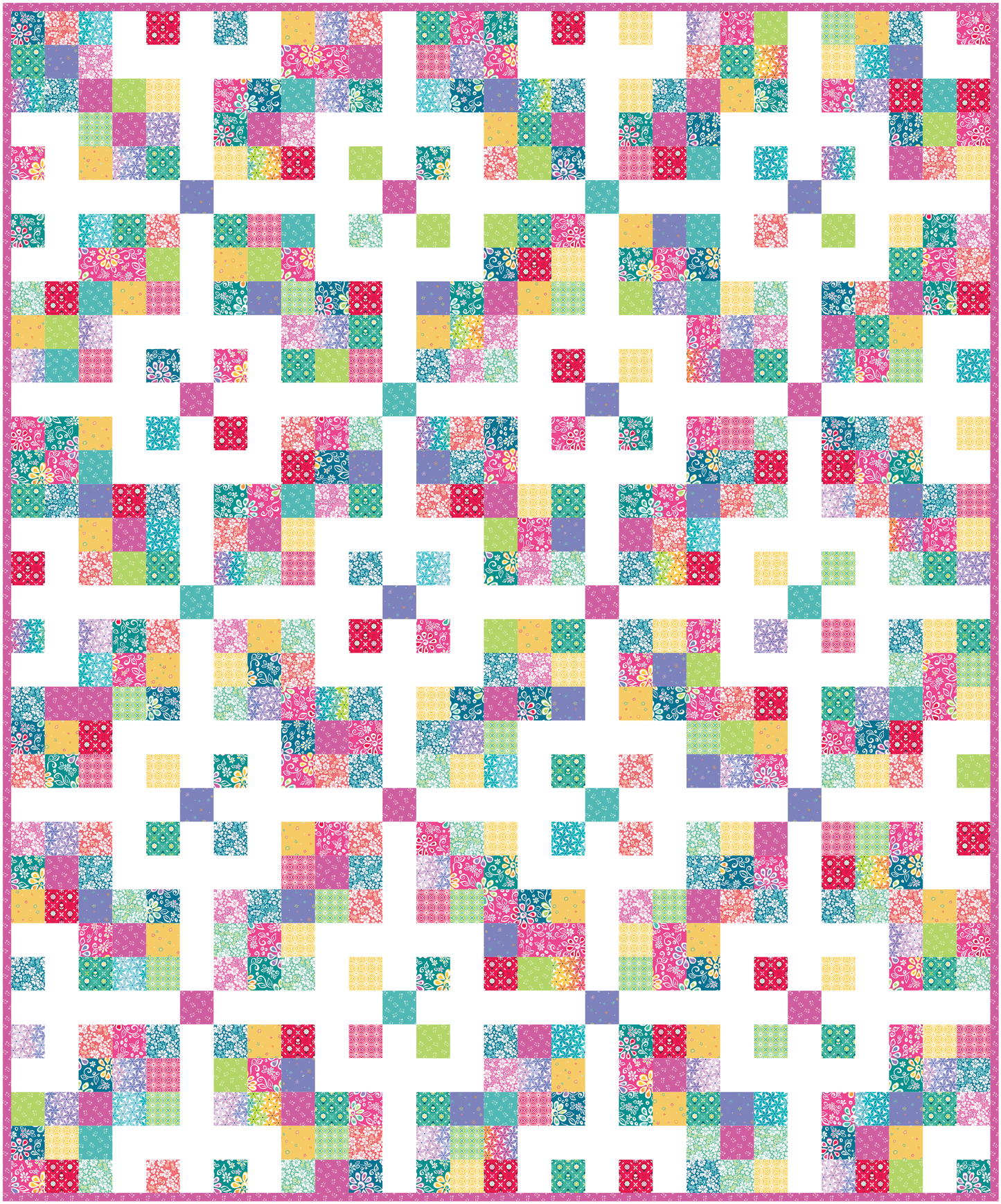 Grid Pop Quilt Kit Featuring Chasing Rainbows by Leslie Ryan – Throw Size (58" x 70") – 50% Deposit July 2026Preorder