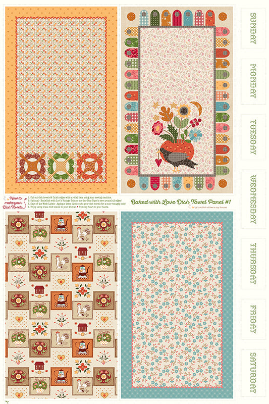 Baked with Love Dish Towel Panel β Lori Holt β Lightweight Canvas