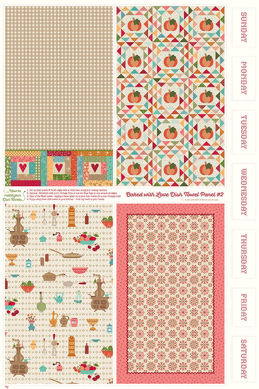 Baked with Love Dish Towel Panel 2 β Lori Holt β Lightweight Canvas