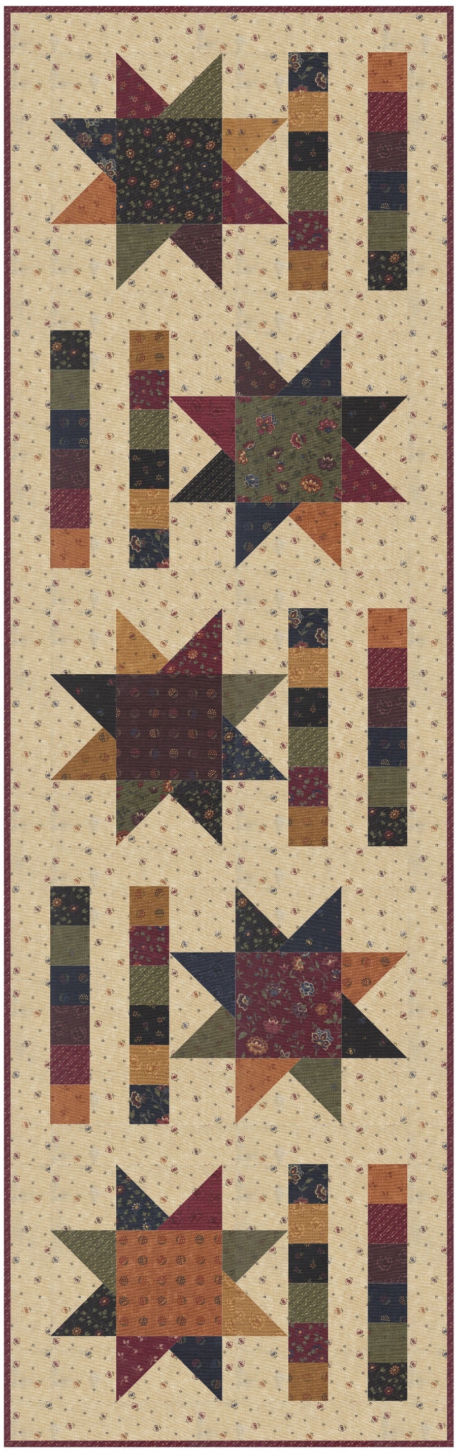 Hopscotch Table Runner Kit – 50% Deposit Preorder – Honeysuckle Farm by Kansas Troubles – Moda Fabrics – Antler Quilt Designs