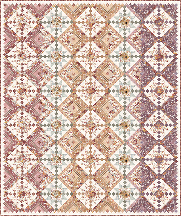 Laura's Log Cabin Quilt Kit – Modern Prairie – Evening on the Prairie – Riley Blake Designs – 84" x 100" – KT-16740 – Ships Oct 2025