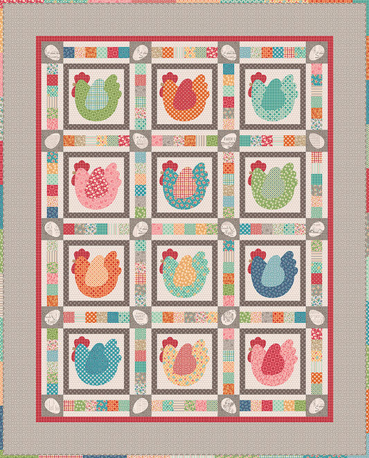 Preorder – Hen House Quilt Kit by Lori Holt – Featuring Farmer’s Daughter Collection – 66 ½" x 82 ½"