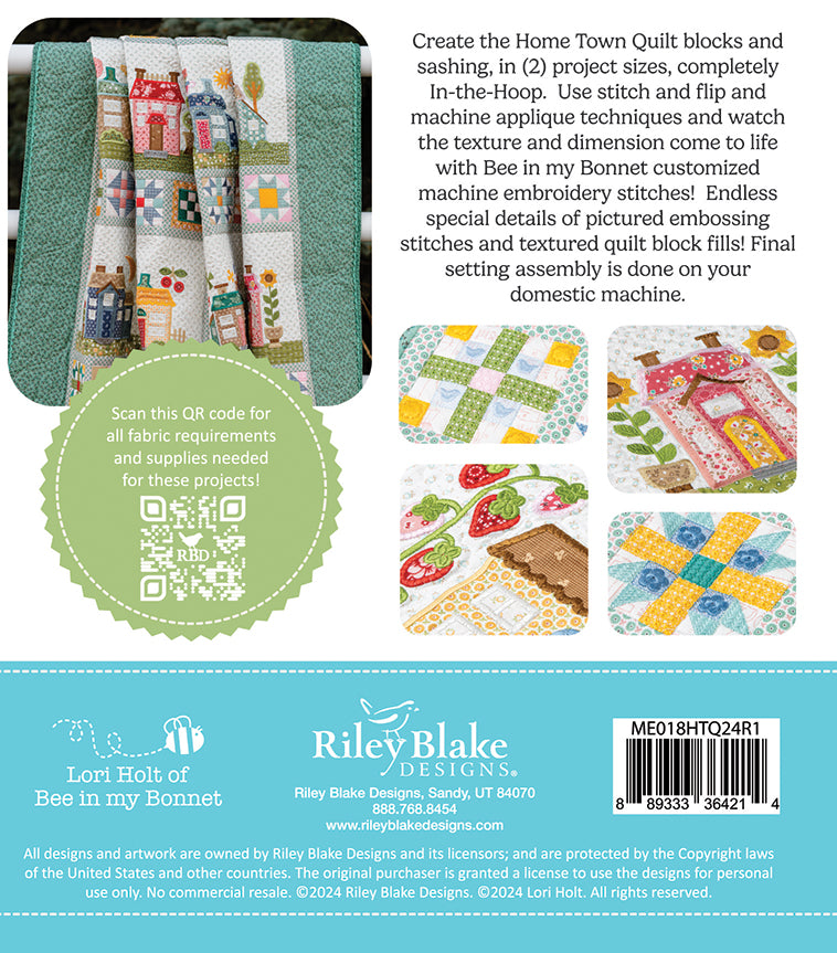 Home Town Quilt In-the-Hoop Machine Embroidery | Lori Holt