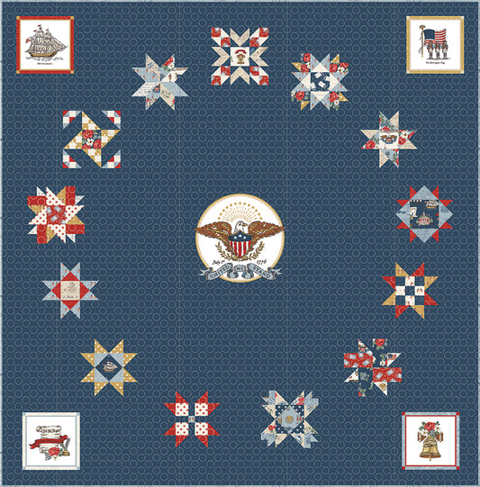 Preorder – Backing Kit for American Independence BOM Quilt - Independence Wide Back, Blue Floral