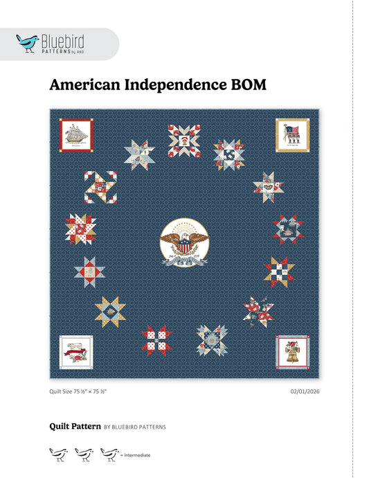 American Independence Block of the Month Quilt Pattern by Bluebird Patterns