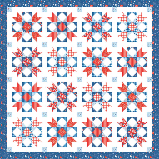 Preorder – Stargaze Quilt Kit (65" x 65") by Material Girl – Featuring Firecracker by My Mind’s Eye for Riley Blake Designs