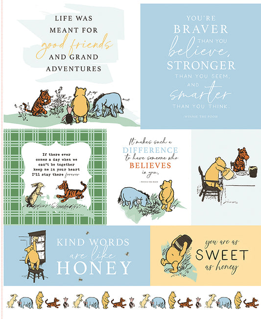Winnie the Pooh β Scenes and Text on Sunshine (C17000-SUNSHINE) by Echo Park Paper Co. for Riley Blake Designs β 100% Cotton Fabric (Copy)