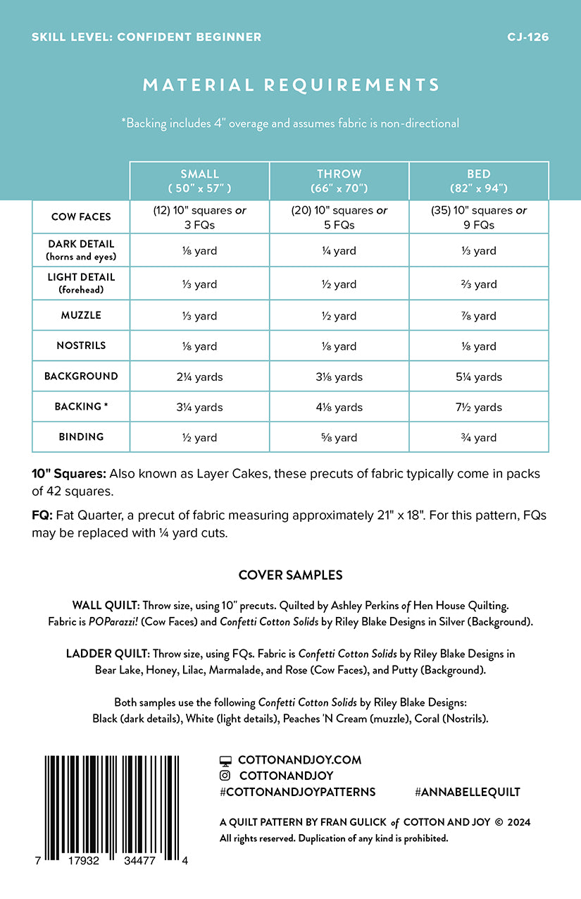 Annabelle Quilt Kit – Essence Fabric by Fran Gulick – Pattern by Cotton and Joy