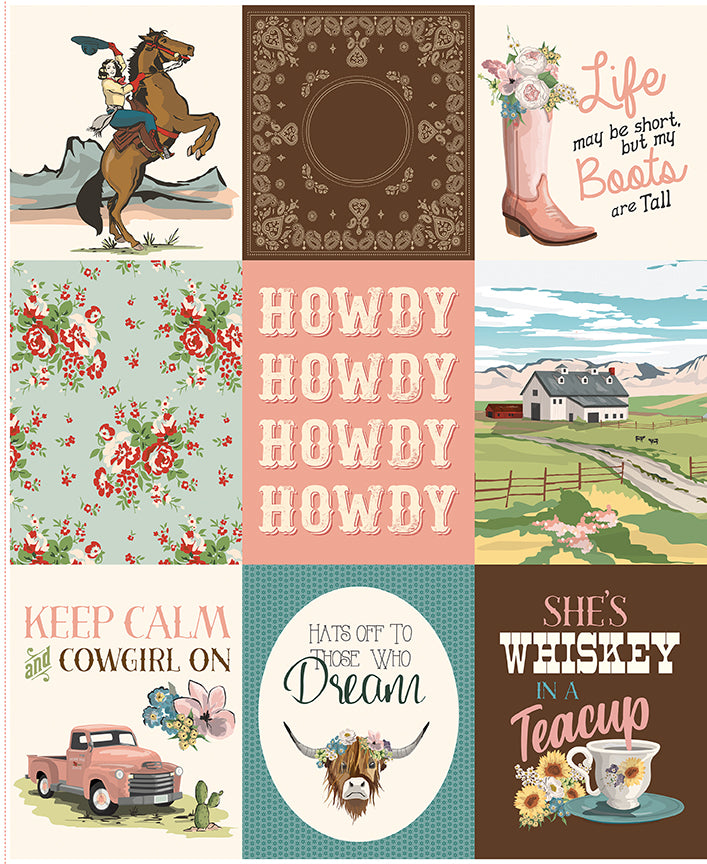 Cowgirl Western Collage Panel | Echo Park for Riley Blake Designs | Preorder March 2026