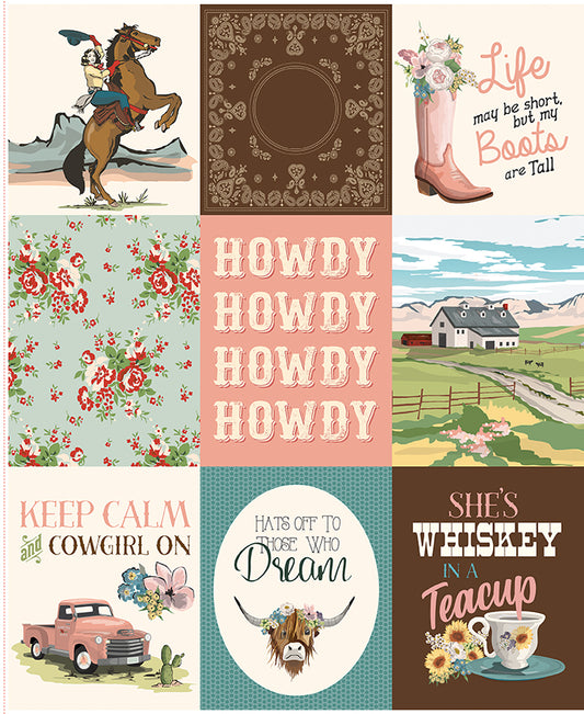 Cowgirl Western Collage Panel | Echo Park for Riley Blake Designs | Preorder March 2026