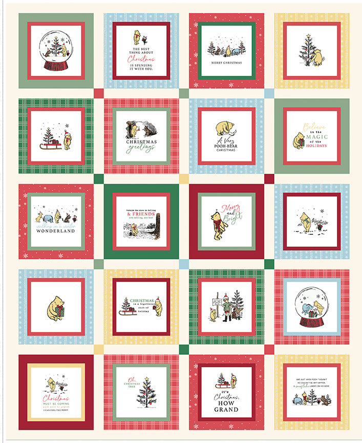 Echo Park Paper Co. Winnie-the-Pooh Christmas 35 1/2" x 43 1/2" Christmas Blocks Panel – 50% Deposit June 2027 Preorder