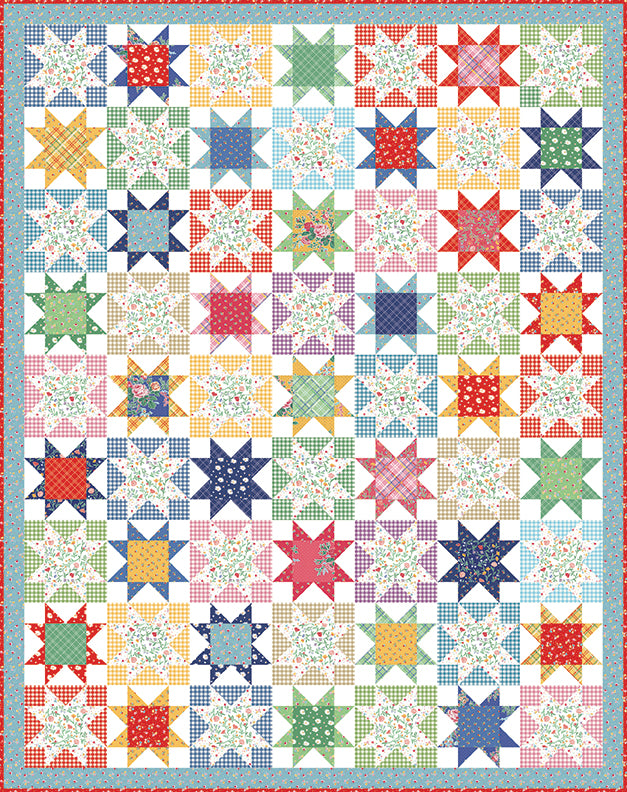 Grandma’s Attic Quilt Kit – American Jane for Riley Blake – 5" Stacker Friendly – Sawtooth Star Quilt – 60" x 76" – Simple Pleasures Fabric