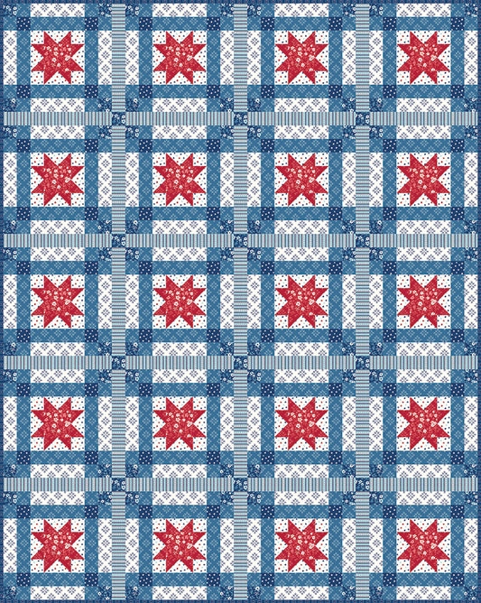 Star Spangled Plaid Quilt Kit Featuring Star-Spangled Garden by My Mind’s Eye for Riley Blake Designs - 50% Deposit February 2027 Preorder