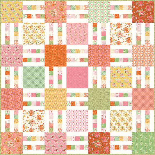 Preorder Picket Fence Quilt Kit 67x67 β Peach Cobbler Fabric β Farmhouse Throw Quilt