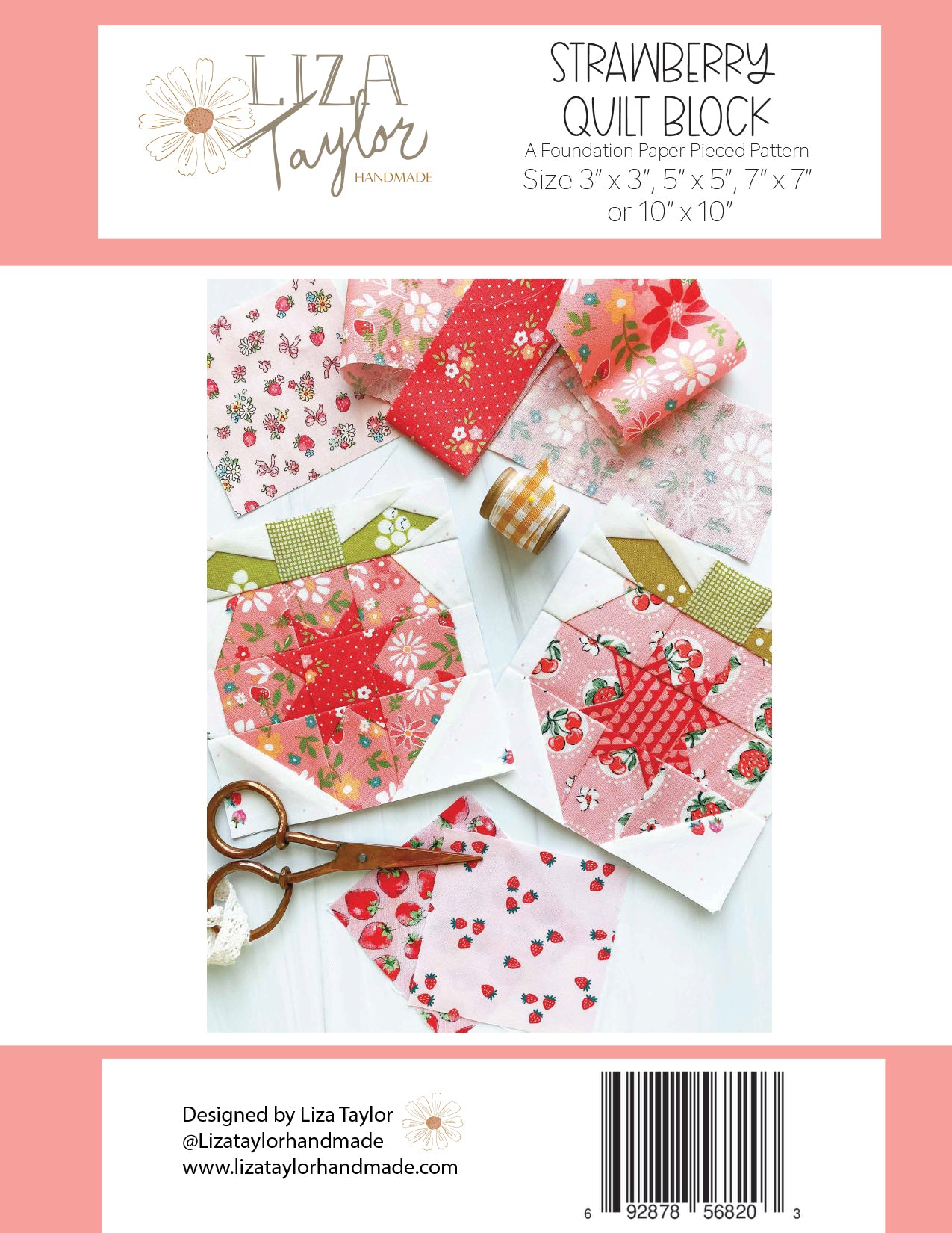 Liza Taylor Handmade Strawberry Quilt Block Pattern