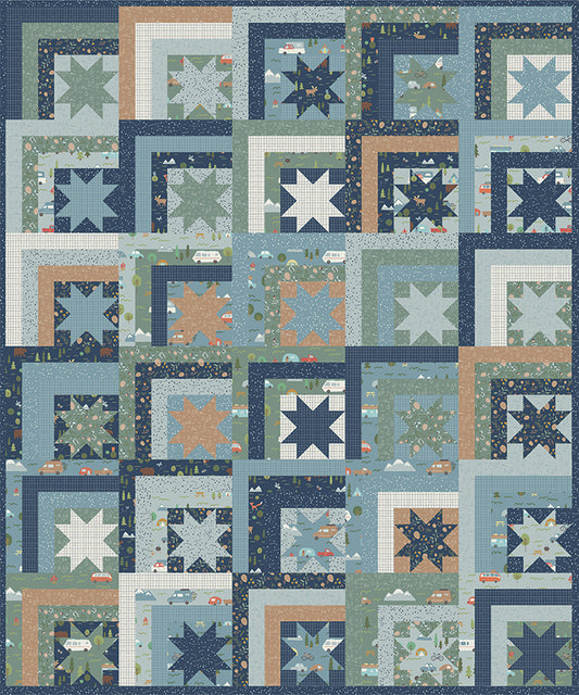 Log Cabin Stars Small Throw Quilt Kit - February 2027 Preorder – Upper Pines by Deena Rutter for Riley Blake Designs