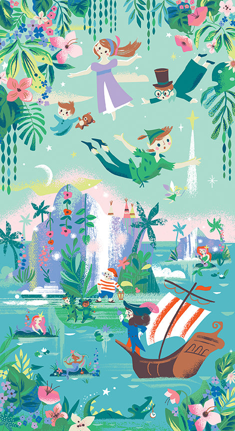 Forever Neverland Panel – Peter Pan Fabric Panel – PD15907-PANEL – Jill Howarth – Riley Blake Designs – 24" x 43"