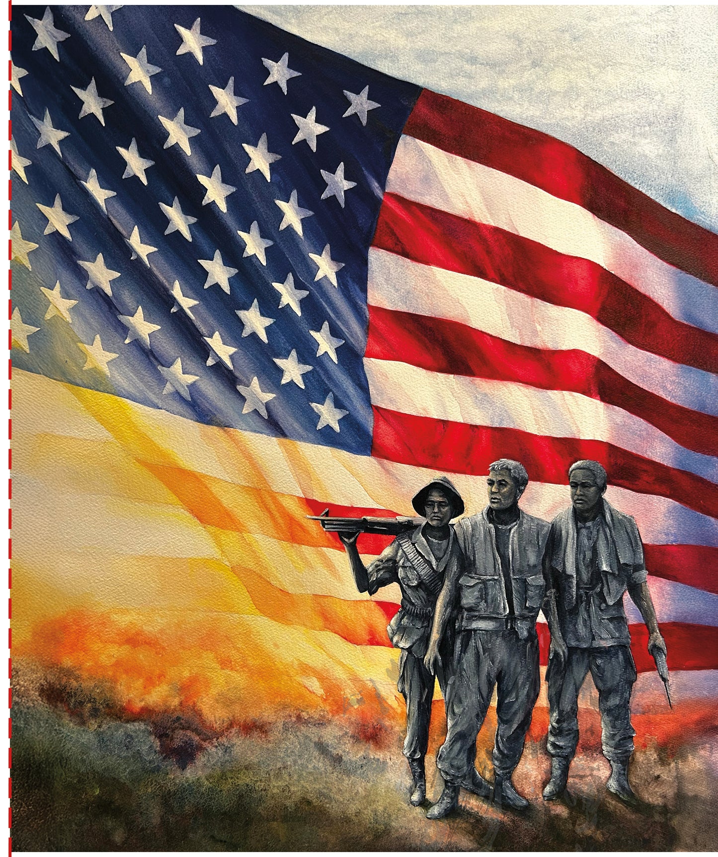 American Honor Three Servicemen Panel by Vicki Gifford for Riley Blake Designs – Patriotic Quilting Fabric – 35 ½" x 43 ½"