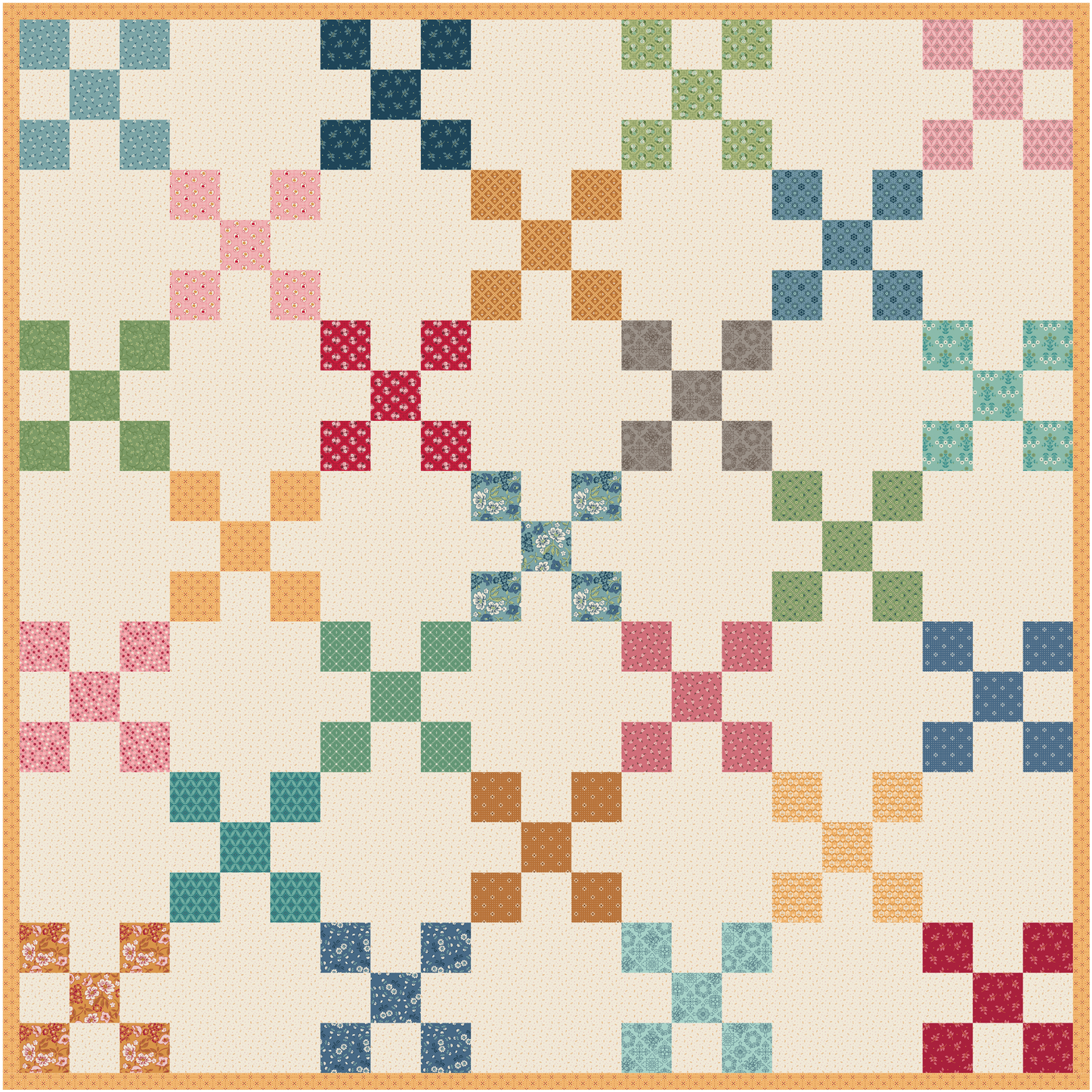 Primrose Square Queen Quilt Kit Featuring Family Reunion by Lori Holt – Finished Size 94" x 94" - 50% Deposit December 2026 Preorder